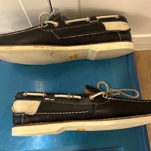 Men’s Navy and cream leather deck shoes